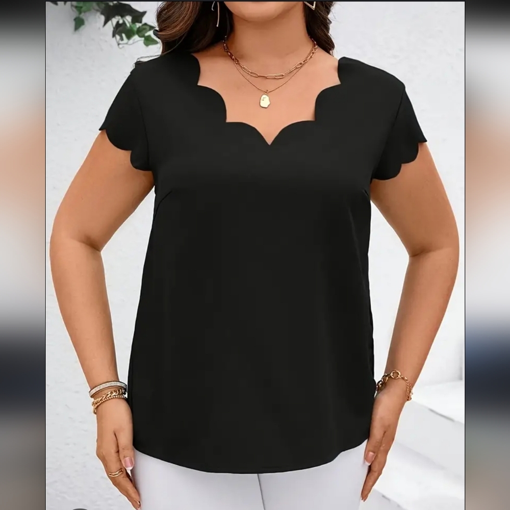 Black Scalloped Women's Top